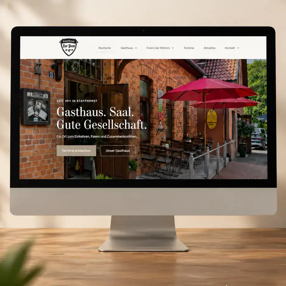 Ansicht auf die neue Webseite für das Gasthaus Wolters Staffhorst
